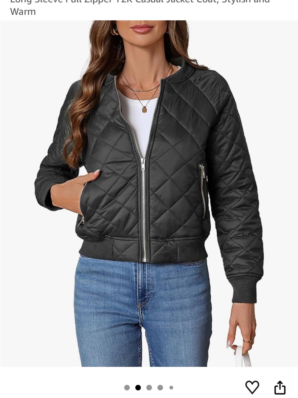 Quilted Zip Bomber Jacket - Black